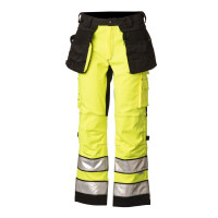 Hi-Vis STRETCH riipputaskuhousu kelta/musta EN 20471 lk.2 - 4350