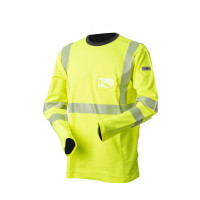 Hi-Vis pitkähihainen keltainen puuvillainen katkoprintti huomiopaita EN 20471 Lk.2 - 4362