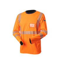 Hi-Vis pitkähihainen oranssi puuvillainen katkoprintti huomiopaita EN 20471 Lk.2 - 4363