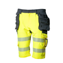 Huomioväriset stretch shortsit kelta/musta EN 20471 Lk.1 - 4326