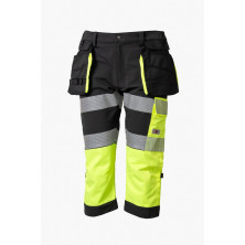Huomioväriset super stretch capri housut kelta/musta EN 20471 Lk.1 - 4330