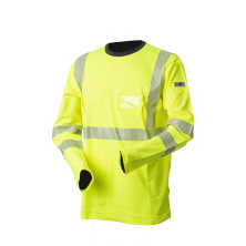 Hi-Vis pitkähihainen keltainen puuvillainen katkoprintti huomiopaita EN 20471 Lk.2 - 4362