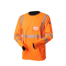 Hi-Vis pitkähihainen oranssi puuvillainen katkoprintti huomiopaita EN 20471 Lk.2 - 4363