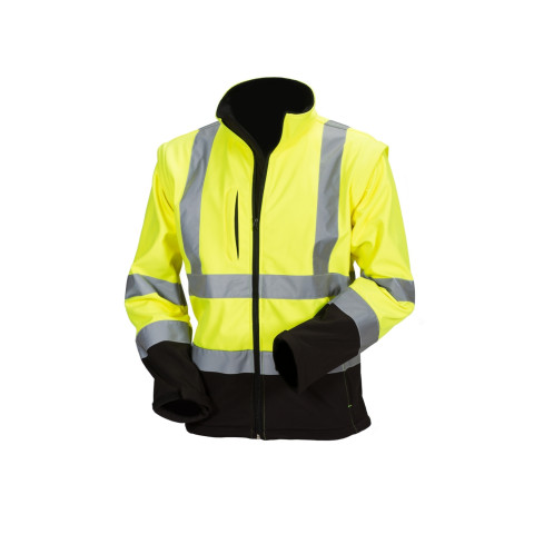 Huomiovärinen softshell pusero kelta/musta EN 20471 lk.2 - 4136