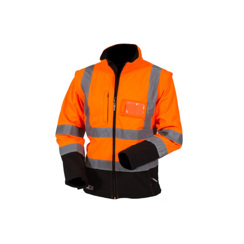Huomiovärinen Softshell pusero oranssi/musta EN 20471 Lk.2 - 4137