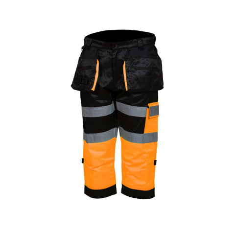 Huomioväriset capri riipputaskuhousut oranssi/musta EN 20471 Lk.1 - 4329