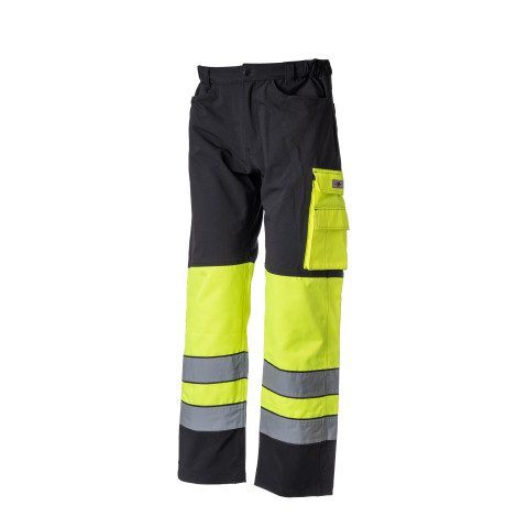 Huomioväriset STRETCH vyötäröhousut kelta/musta EN 20471 Lk.1 - 4358